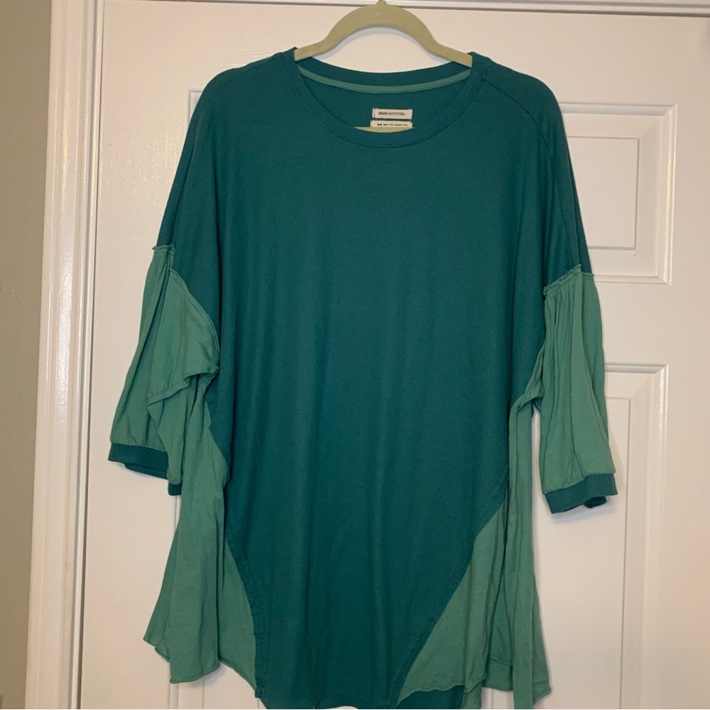 Urban Outfitters Teal Two-Tone Oversized Tunic Top